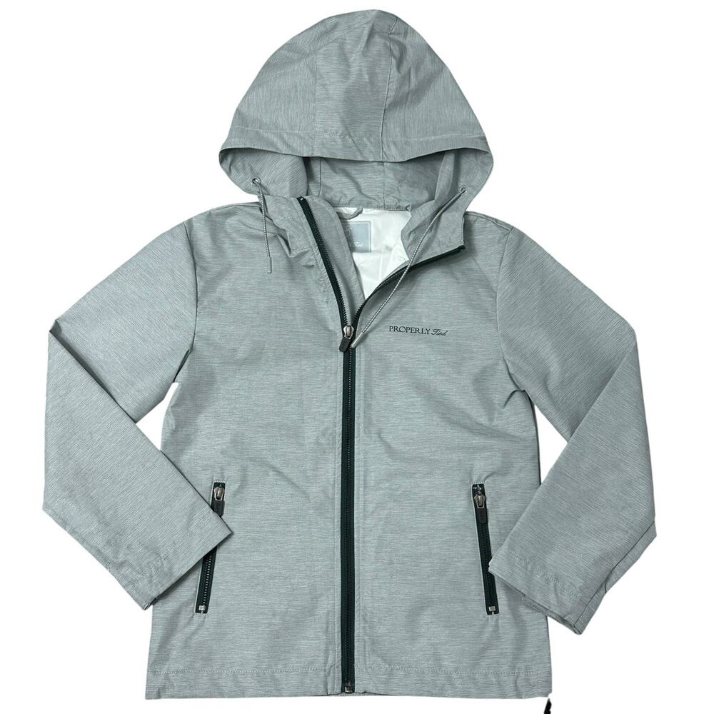 PROPERLY TIED Boys Canopy Rain Jacket in Grey Mist Size 7